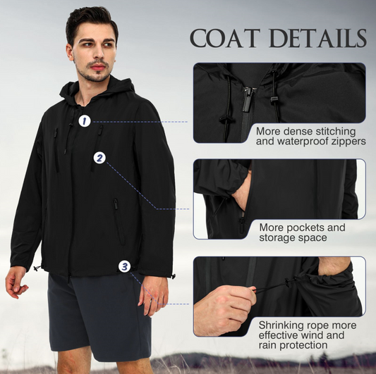 【SAMPLE PRICE】Mens Water And Wind Resistant Rain Jacket Lightweight Windbreaker Bomber hoodies Jacket