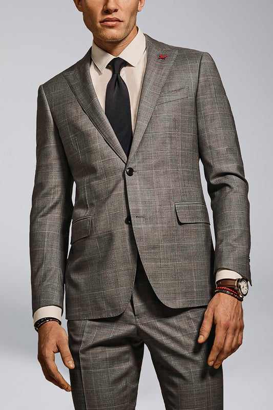 【SAMPLE PRICE】Men's tailored wool suit single breast fully lined peak lapel two buttons