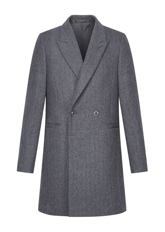 【IN STOCK】Men Wool Coat Mens DB Overcoat Men's Peaked Lapel Double Breasted Slim Wool Long Pea Coat