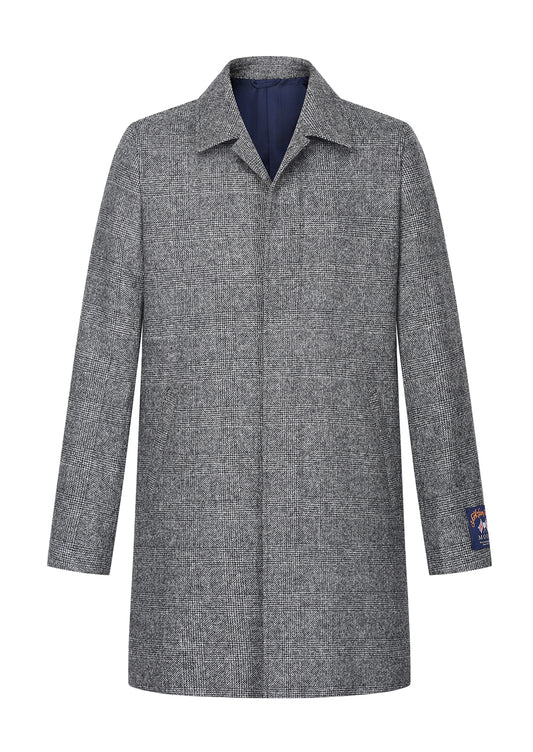 【IN STOCK】Men Wool Coat Mens Navy Topcoat Men's Mid Long Classic Shirt Collar Single Breasted Concealed Front Wool Overcoat