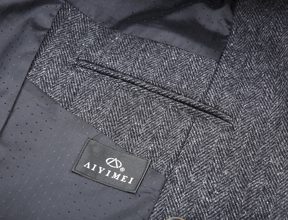 【IN STOCK】Men Wool Coat Mens DB Overcoat Men's Peaked Lapel Double Breasted Slim Wool Long Pea Coat