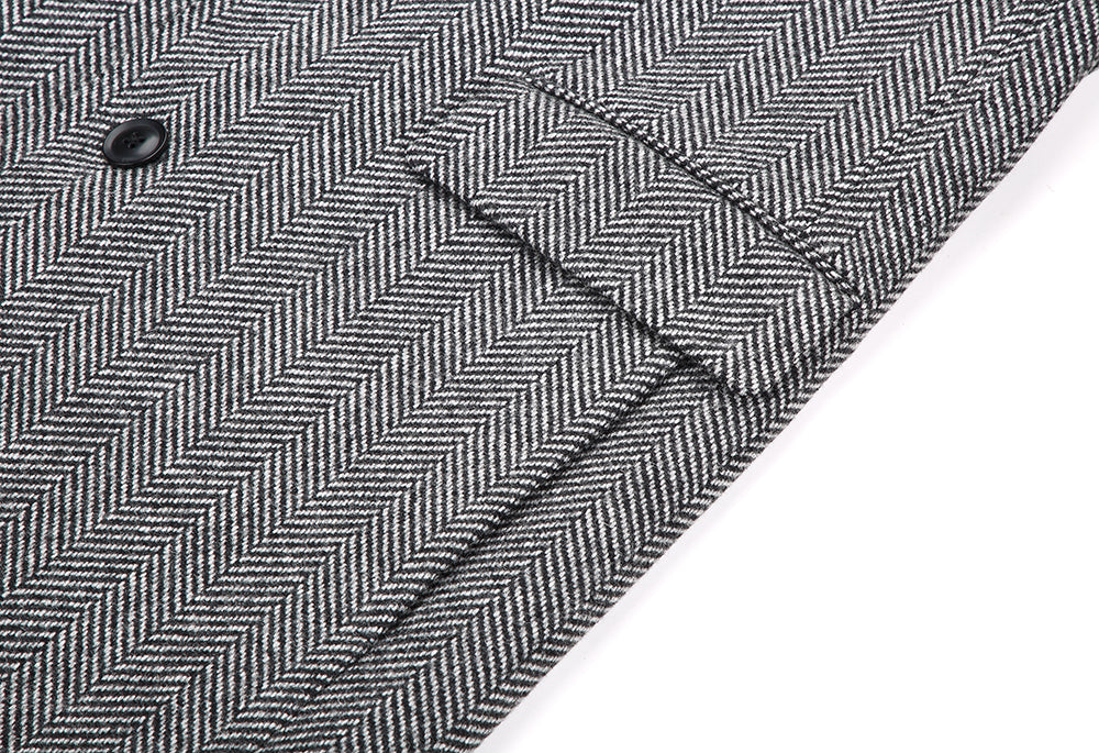 【SAMPLE PRICE】Mens Classic Notched Collar Single Breasted Wool Blend Padded Overcoat
