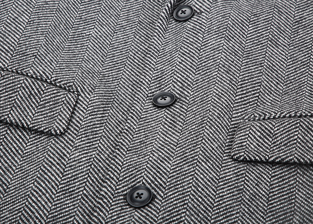 【SAMPLE PRICE】Mens Classic Notched Collar Single Breasted Wool Blend Padded Overcoat