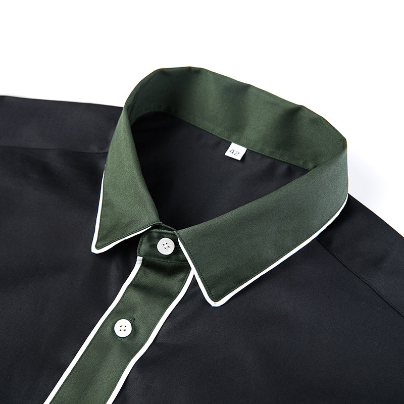 【SAMPLE PRICE】Casual Shirts Cotton Men's New Korean Splice Long-Sleeve Shirts