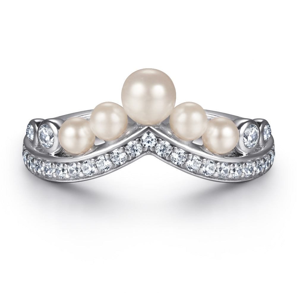 Pearl full diamond ring set