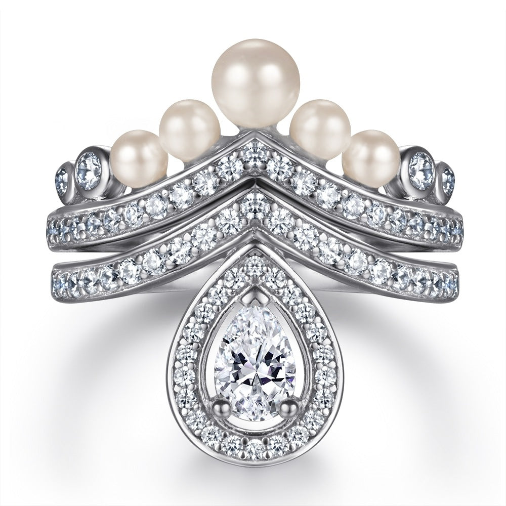 Pearl full diamond ring set
