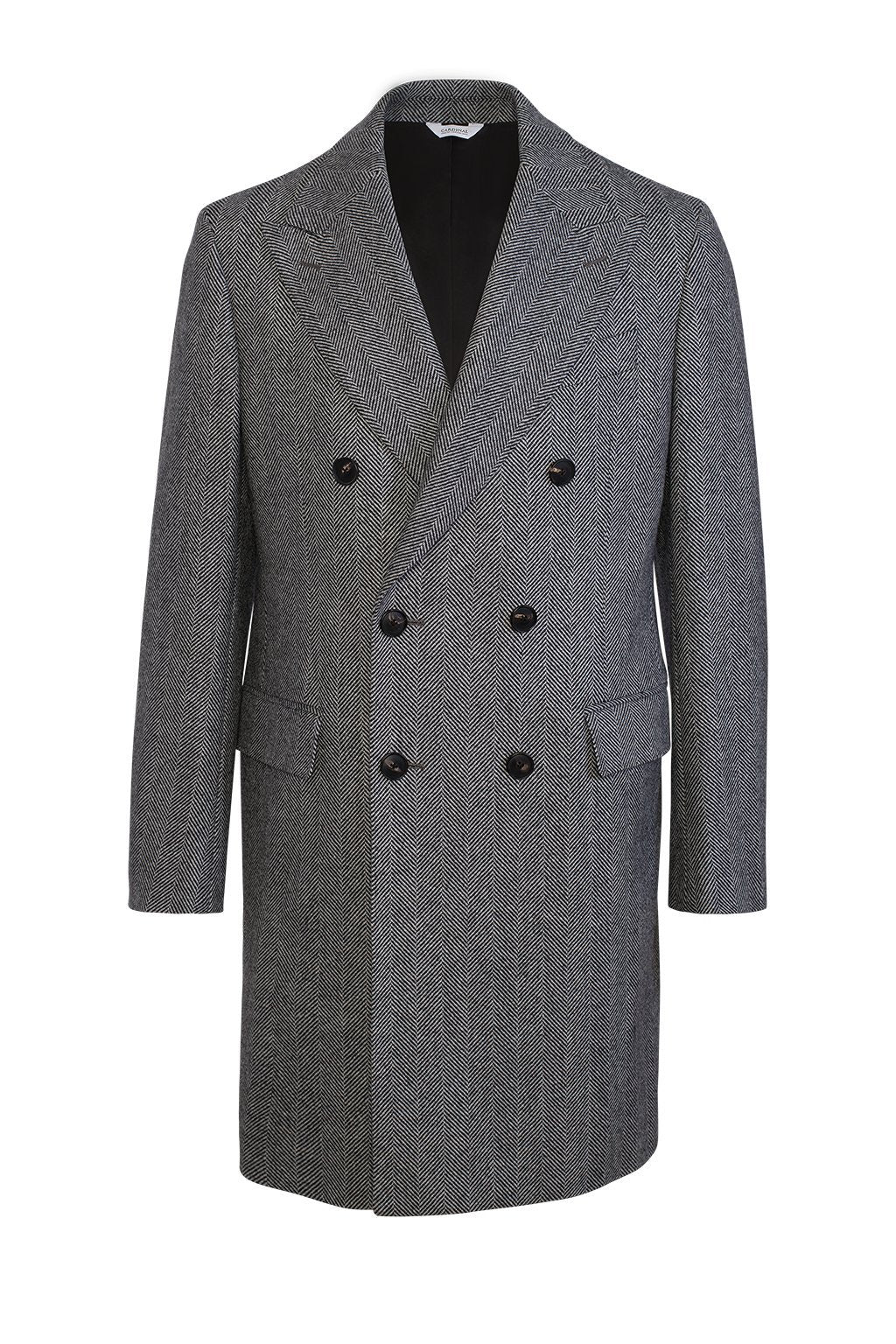 Men's wool double breast overcoat,peak lapel fully lined slim fit