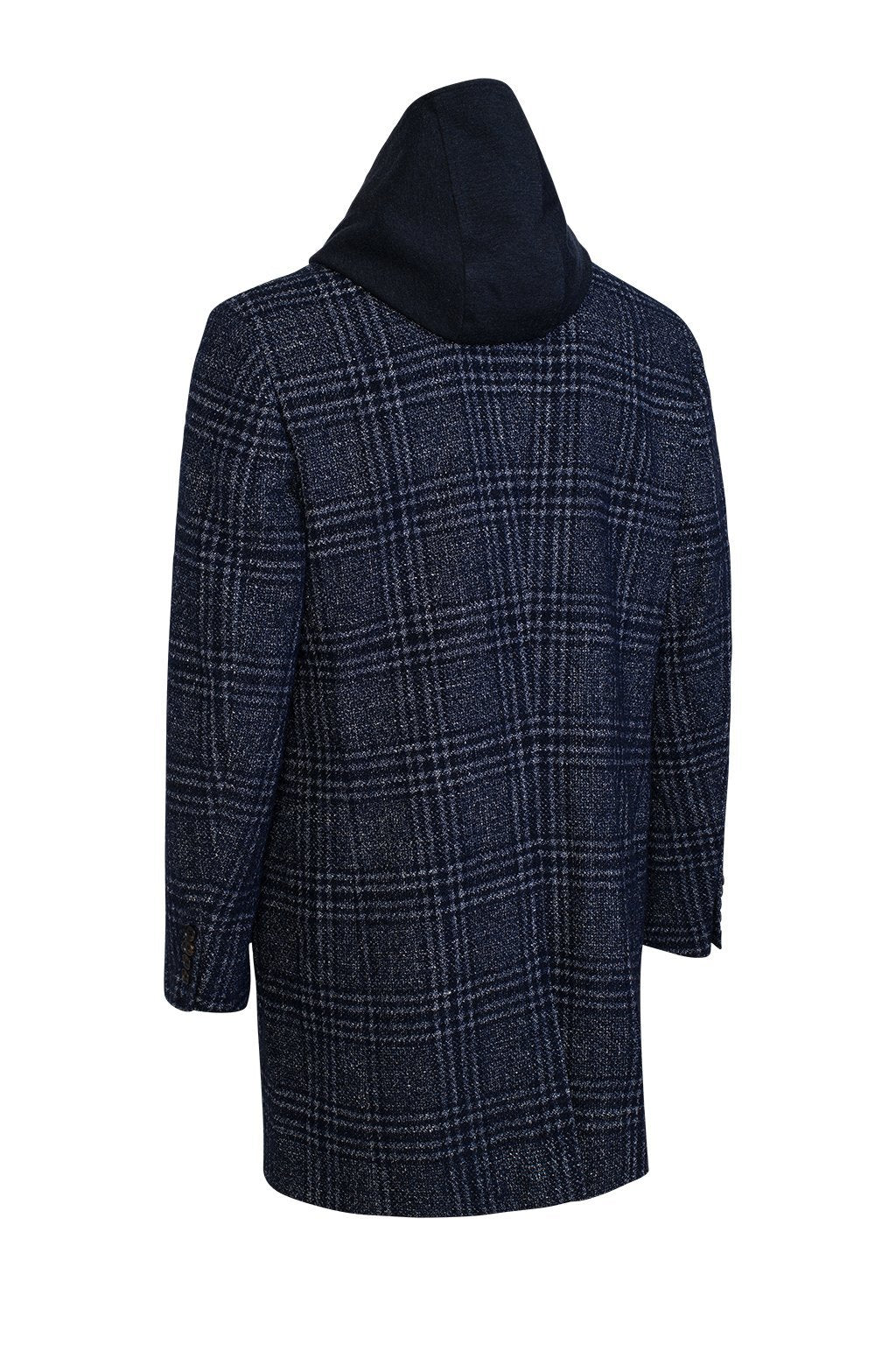 Men's wool silk overcoat,lay down collar with removable bib/hood