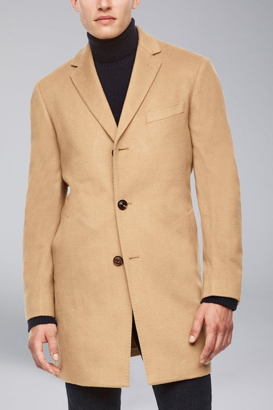 【SAMPLE PRICE】Men's notched collar single breast cashmere wool overcoat