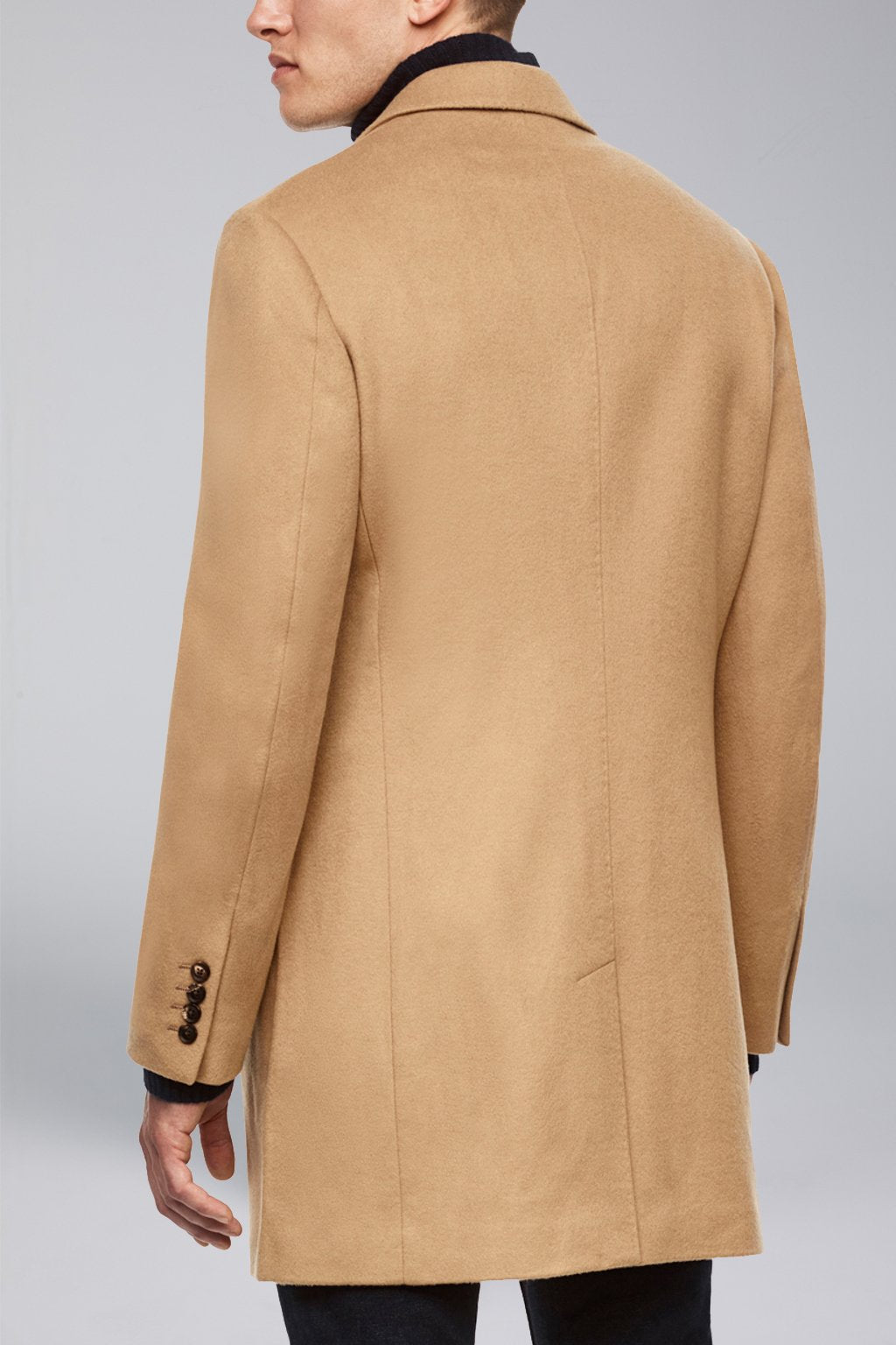 【SAMPLE PRICE】Men's notched collar single breast cashmere wool overcoat