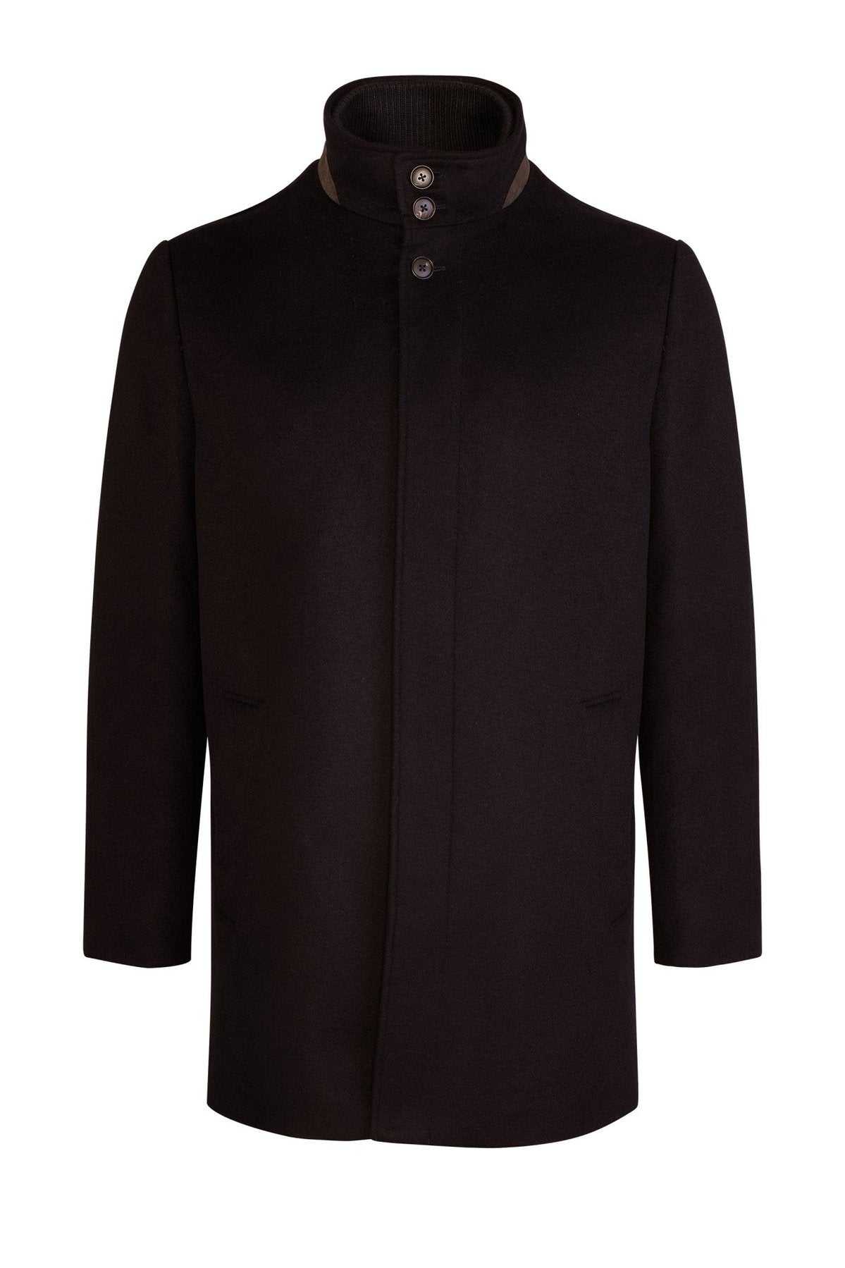 【IN STOCK】Men's cashmere wool overcoat,stand collar with removable bib