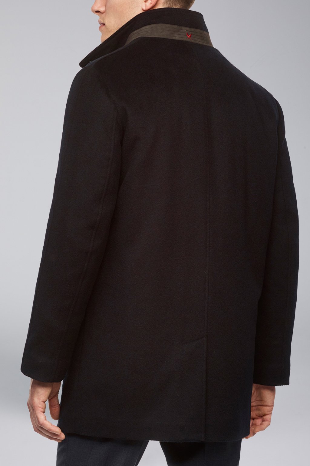 【IN STOCK】Men's cashmere wool overcoat,stand collar with removable bib