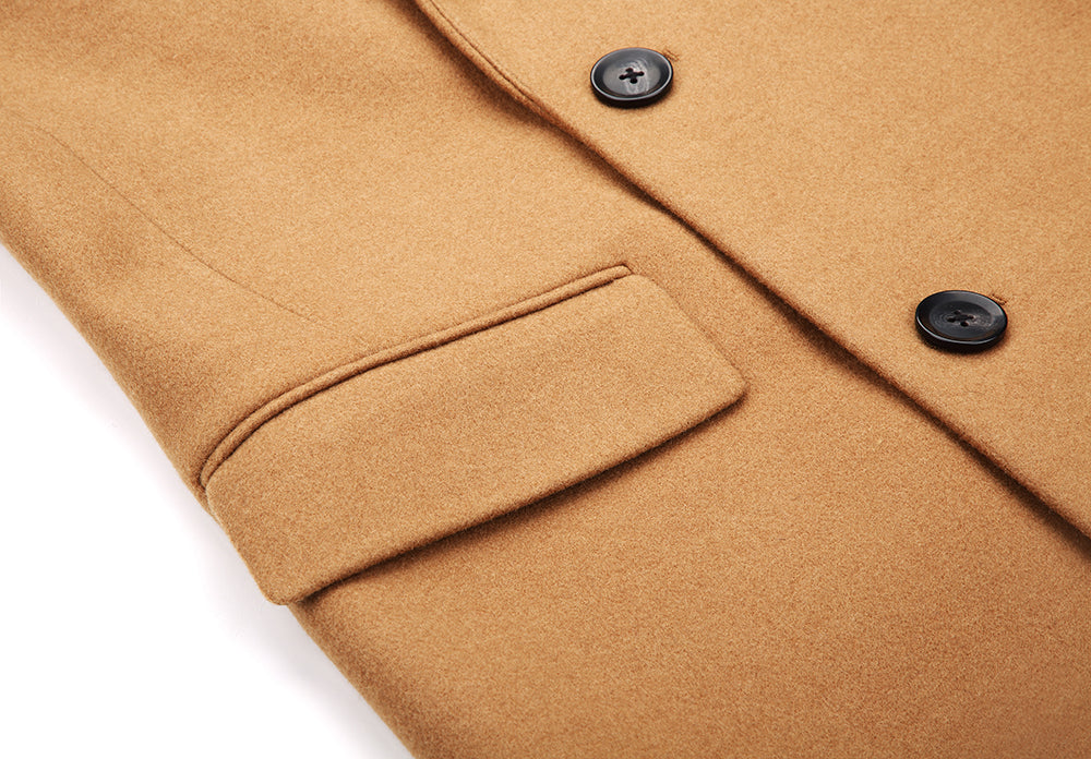 【IN STOCK】Men Wool Coat Mens DB Overcoat Men's Peaked Lapel Double Breasted Slim Wool Long Pea Coat