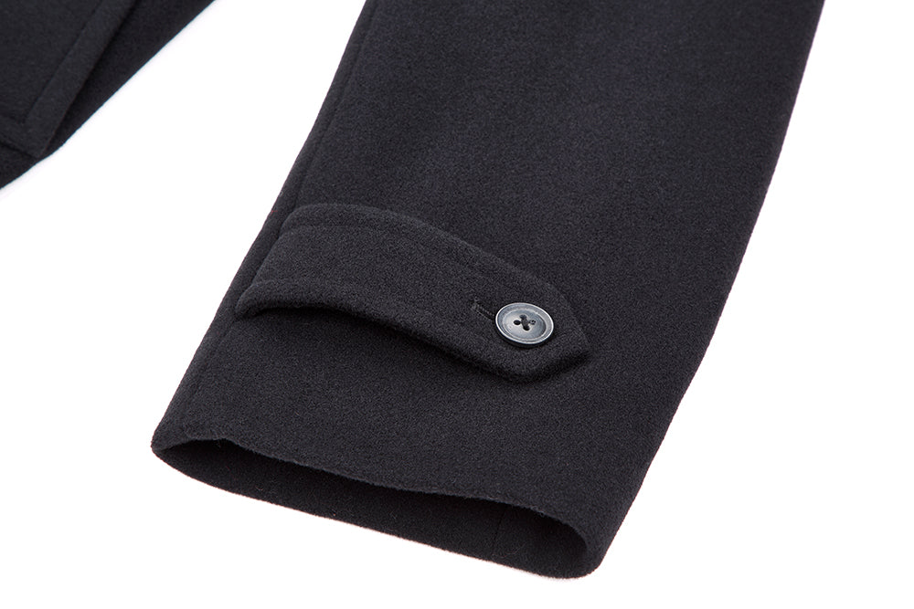 【SAMPLE PRICE】Men's Long Classic Shirt Collar Single Breasted Concealed Front Wool with Cashmere Overcoat