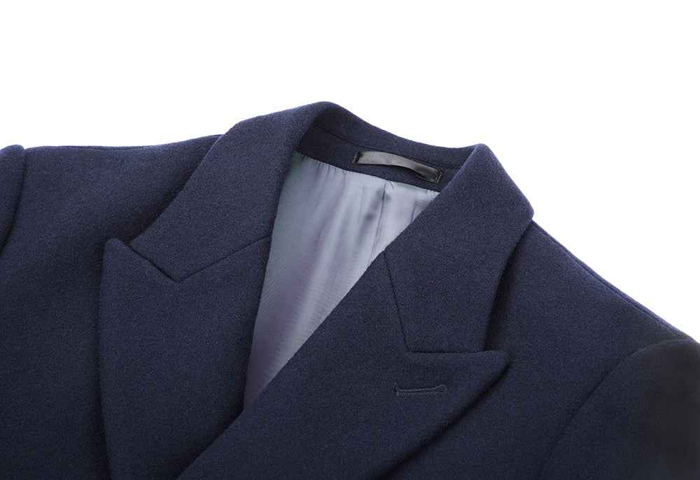 【IN STOCK】Men Wool Coat Mens DB Overcoat Men's Peaked Lapel Double Breasted Slim Wool Long Pea Coat