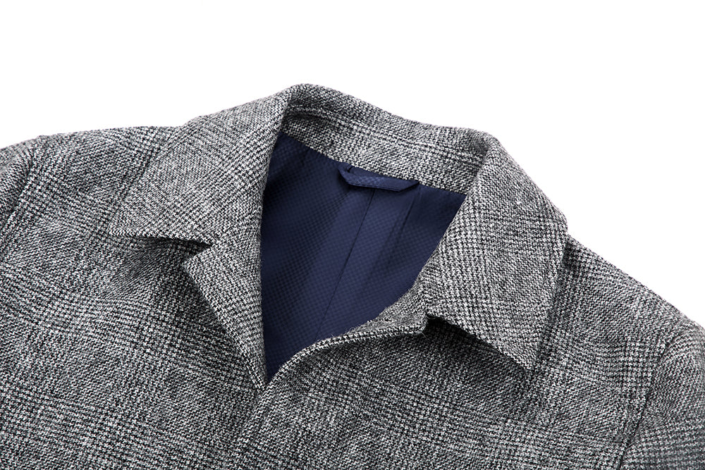 【IN STOCK】Men Wool Coat Mens Navy Topcoat Men's Mid Long Classic Shirt Collar Single Breasted Concealed Front Wool Overcoat