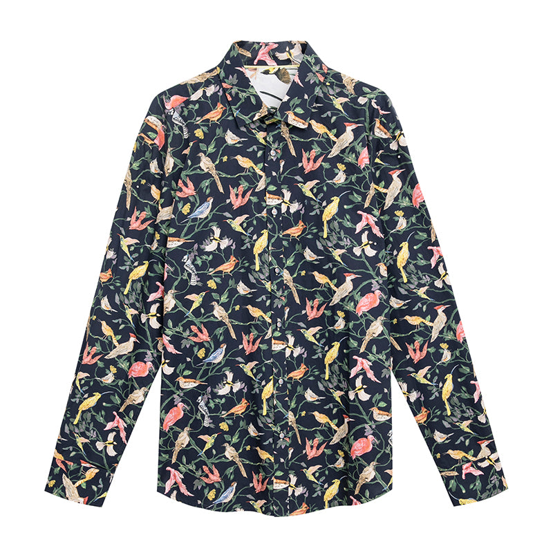 【SAMPLE PRICE】Casual Shirts Cotton Men's Hawaiian Printing Retro Trend Men's Long-Sleeve Shirts