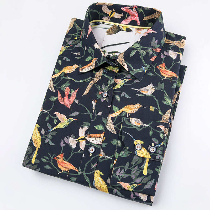 【SAMPLE PRICE】Casual Shirts Cotton Men's Hawaiian Printing Retro Trend Men's Long-Sleeve Shirts
