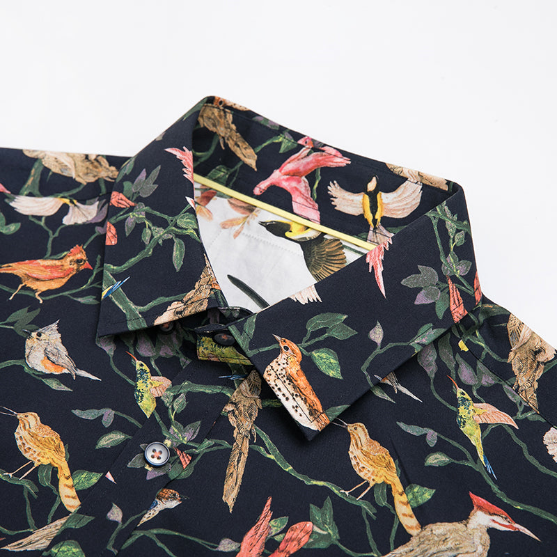 【SAMPLE PRICE】Casual Shirts Cotton Men's Hawaiian Printing Retro Trend Men's Long-Sleeve Shirts