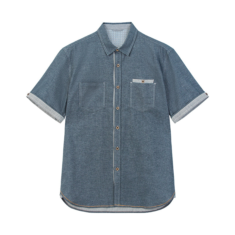 【SAMPLE PRICE】Causal Shirts Cotton Men's Fashion Style Short-Sleeve Jeans Shirts