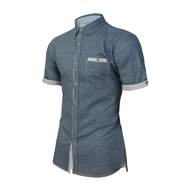 【SAMPLE PRICE】Causal Shirts Cotton Men's Fashion Style Short-Sleeve Jeans Shirts