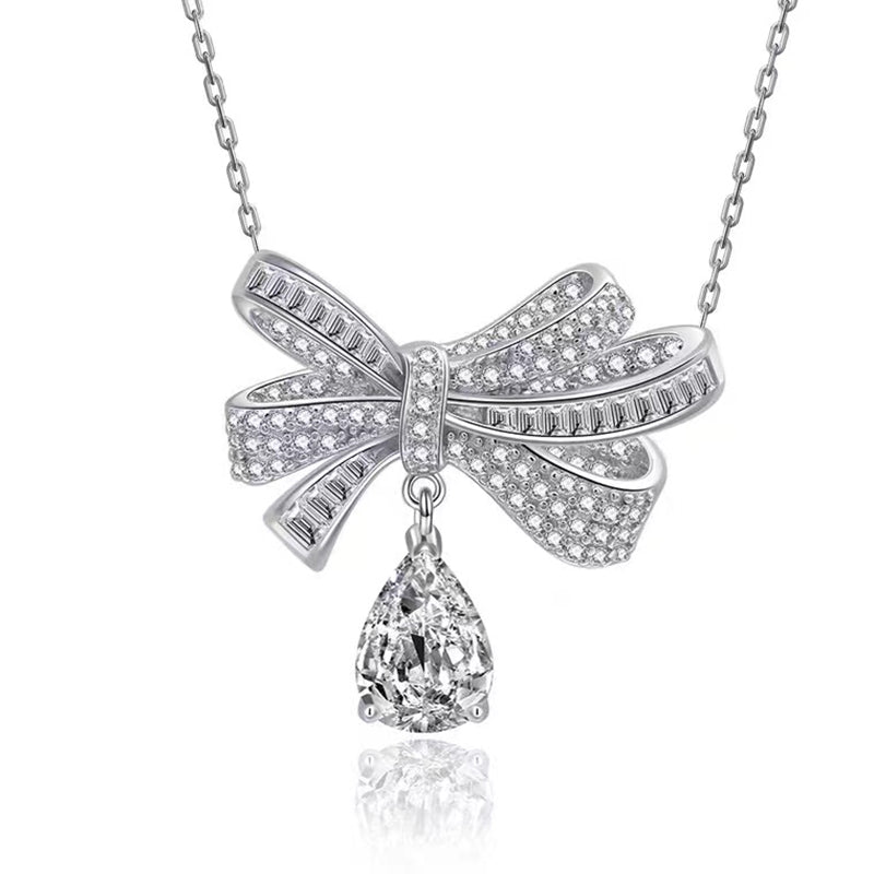 A diamond bow necklace