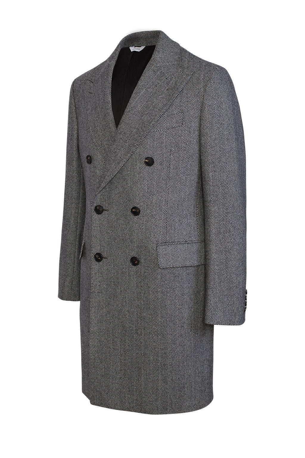 Men's wool double breast overcoat,peak lapel fully lined slim fit