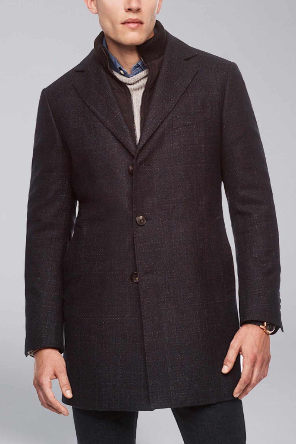 Mens slim fit hot sale wool overcoat