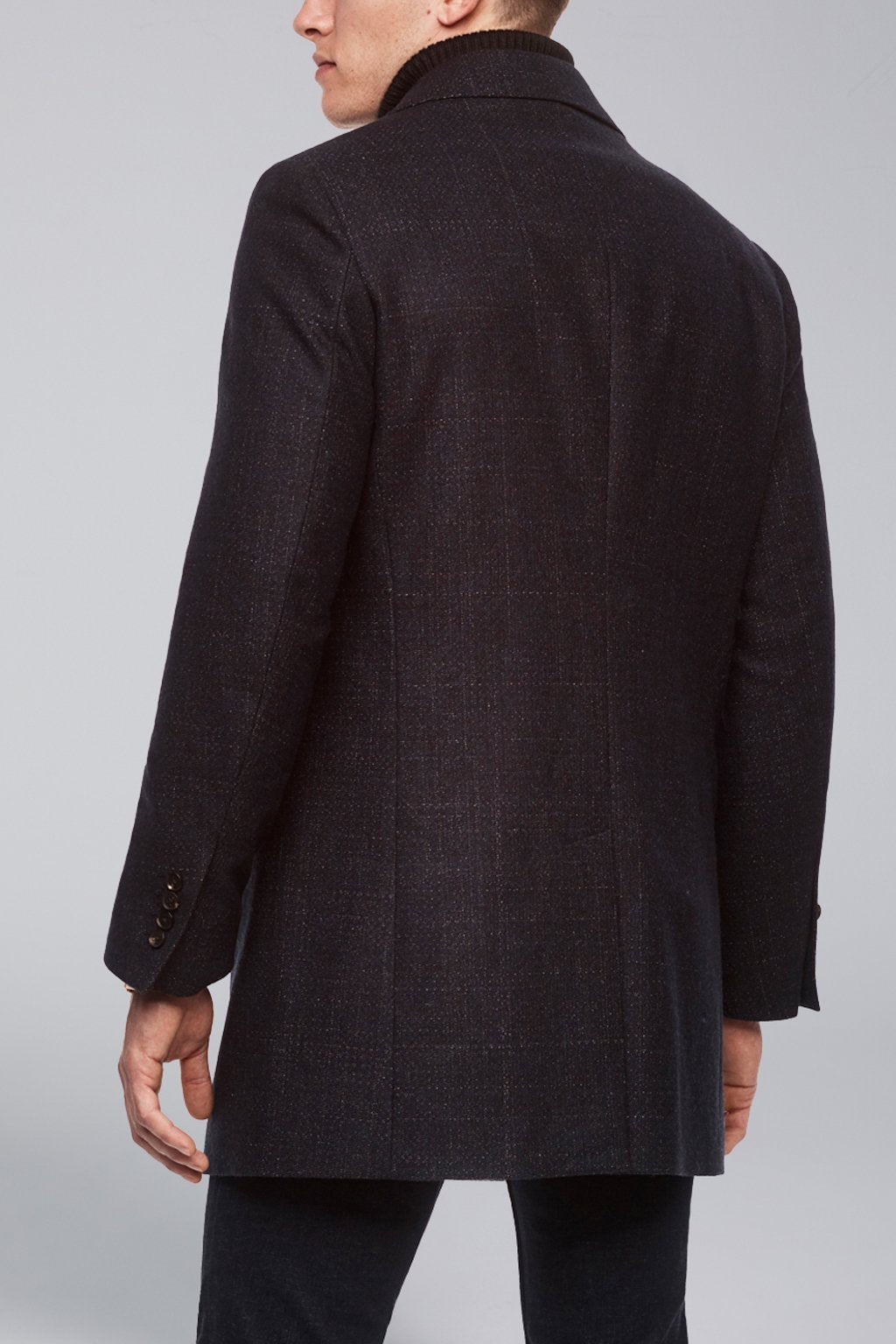 【IN STOCK】Men's cashmere wool overcoat,lay down collar with removable bib