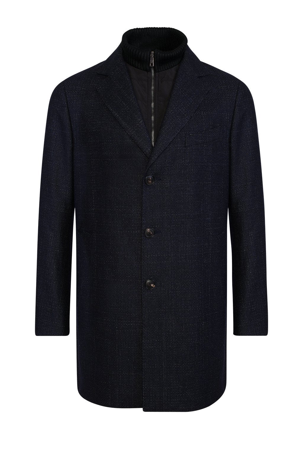 【IN STOCK】Men's cashmere wool overcoat,lay down collar with removable bib