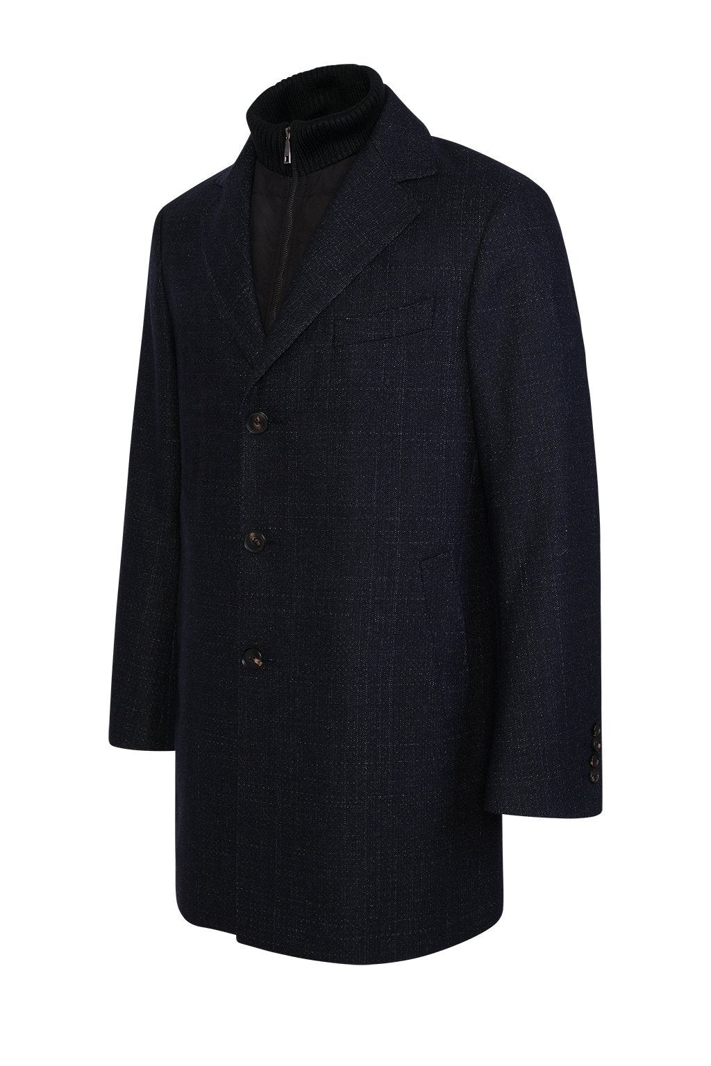 【IN STOCK】Men's cashmere wool overcoat,lay down collar with removable bib