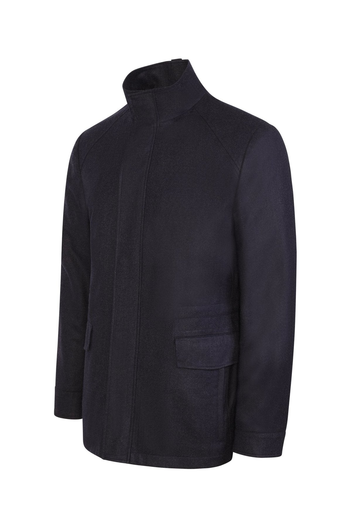 Men's wool car coat fully lined standup collar straight fit