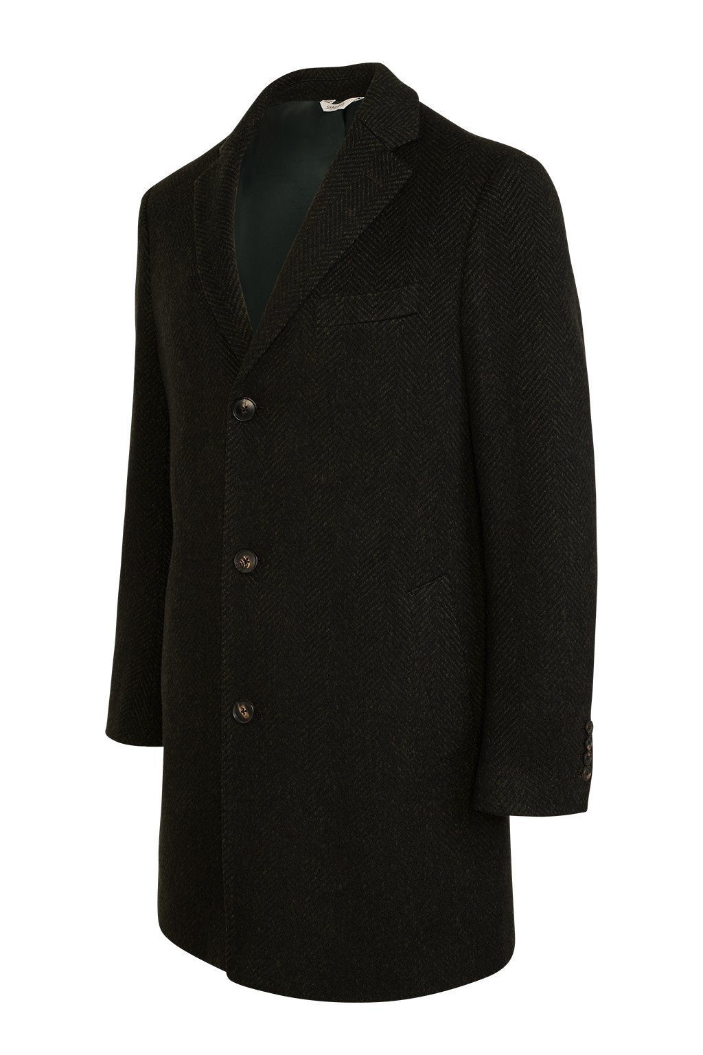 Men's notched collar single breast cashmere wool overcoat