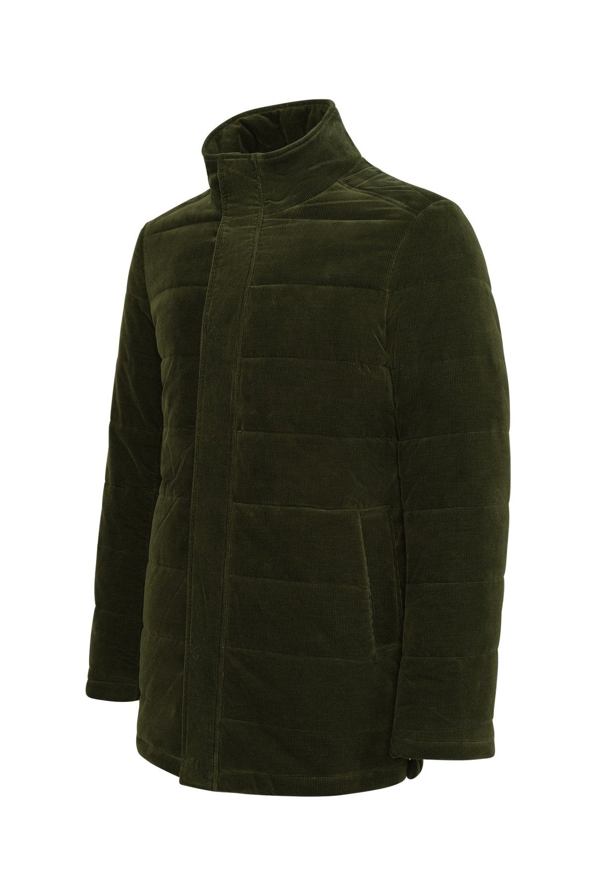 Men's corduroy car coat with zip & hidden snap closure regular fit