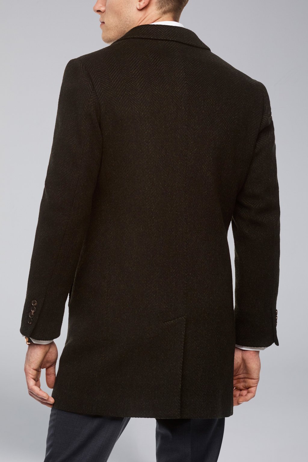 Men's notched collar single breast cashmere wool overcoat