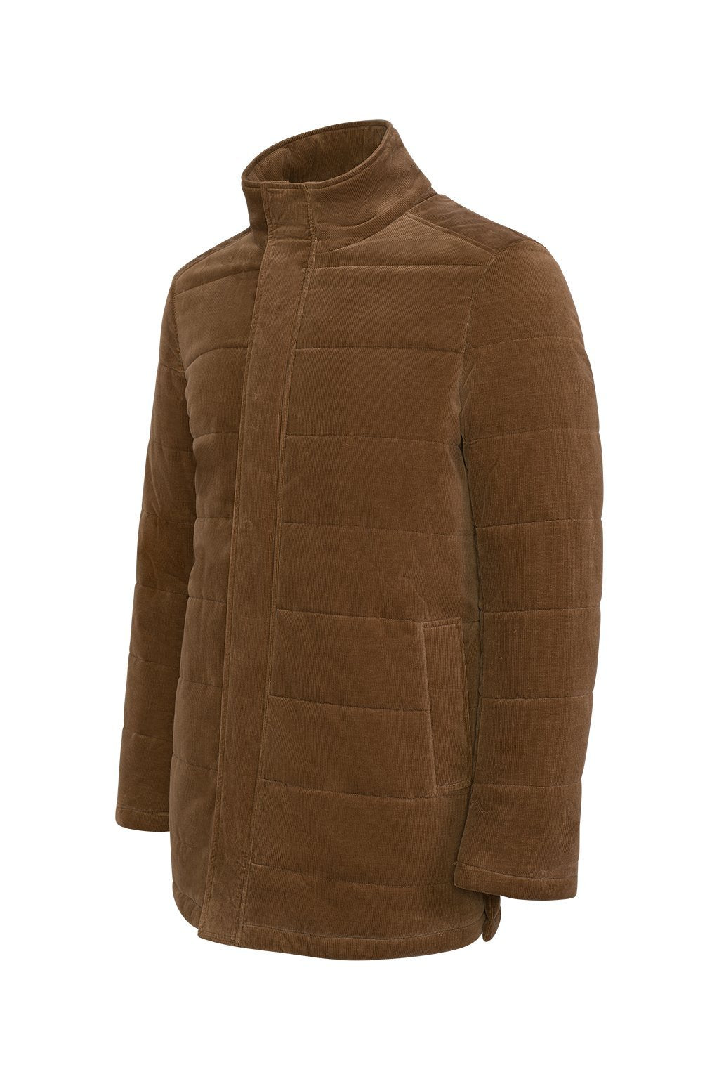 Men's corduroy car coat with zip & hidden snap closure regular fit